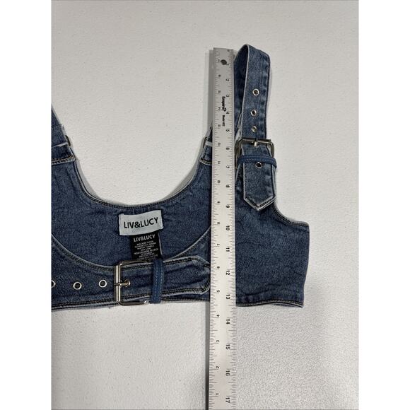 Liv&Lucy Denim Body Harness Corset Adjustable Belt Buckle Straps Blue Slimming - Picture 9 of 9